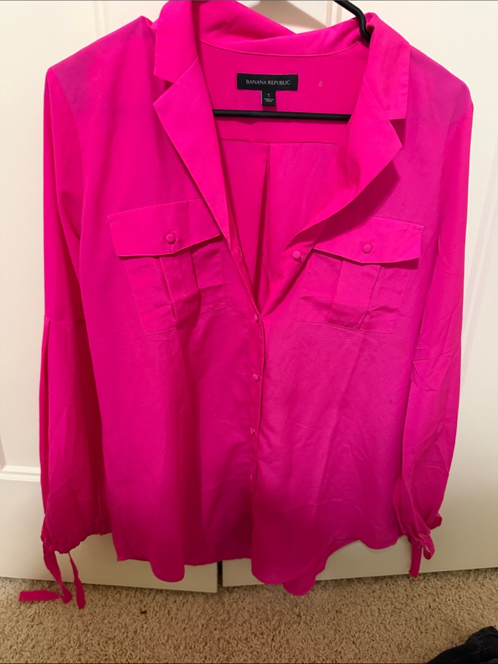 Banana Republic Women's Hot Pink Button-Front Blouse